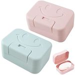 Travel Soap Case Box,2Pcs Soap Box,Soap Dish with Lid,Portable Shower Soap Box,Sealed soap dish with lid,Perfect for Bathroom, Travel, Camp, Gym (blue/pink)