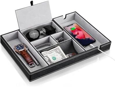 VivoGlow PU Leather Desk organiser, Multi-Functional Valet Tray, Trinket Tray, Key Tray