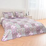 Quality Beddings 3 Piece Quilted Patchwork Bedspread Reversible Double Bed Spread 220 x 240 cm (Design 7, Double)