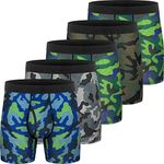 CONKEND Men's Viscose Performance Breathable Tagless Comfy Silk Waistband 6’’ Boxer Briefs Fly 5Pack