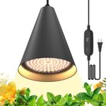 Bstrip Hanging Grow Lights, Full Spectrum Hanging Plant Lights for Indoor Plants, 25W Black Grow Light Bulbs with 16.4FT Power Cord,3000K Grow Light for Indoor Plant with Timer for Garden,Flowers