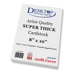 White 8" x 10" Cardstock - Blank SUPER Thick Paper - 100 Sheets - Artist Drawing Quality Eggshell Finish - Heavy Weight 120lb Cover Card Stock for Inkjet & Laser Printer