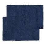 Allure Pack of 2 Tumble Twist Bath Mat Set Deep Pile, 100% Cotton, Large Size 55 x 90cm, Super Soft & Absorbent, Easy Care & Washable (Navy)
