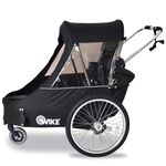 Wike Premium Double Bike Trailer - 3-in-1 Double Stroller, Bike Trailer, Jogging Stroller, Tall Kids up to 4'4" - 1 or 2 Kids, 5 Point Safety Harness, Bug + Rain Screen, Folds for Storage