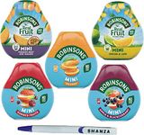 Robinsons Squash’d Mini – 5 Flavour Pack – 1xSummer Fruit, 1xMango & Passion Fruit, 1xOrange, 1xApple & Blackcurrant, And 1xLemon & Lime – No Added Sugar – Real Fruit in Every Drop With Shanza Pen