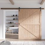 FREDBECK 60in x 84in Wood Barn Door with 10FT Barn Door Hardware Kit Included K Shape Solid Spruce Wood Panel Need to Assembly