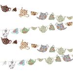 SUNBEAUTY Tea Party Decorations Paper Teapots Tea Cup Banner Garlands Afternoon Party Birthday Baby Shower Wedding Party Decorations