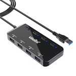 atolla USB 3.0 Hub, 4-Port USB Splitter with 2 ft Long Cable and Individual LED Power Switches, Ultra Slim USB extension for PC, MacBook, Mac Pro/Mini, iMac, Surface Pro, USB Flash Drives, etc.