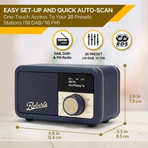 Roberts Revival PETITE2 Digital Radio – Midnight Blue