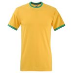 Fruit of the Loom Mens Ringer Short Sleeve T-Shirt (M) (Sunflower/Kelly Green)