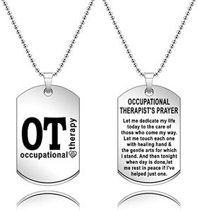 WKXZMTR OT Keychain Necklace Occupational Therapist Jewelry OT Gifts OT Graduation Gift Occupational Therapy Prayer keychain Necklace (OT NS)