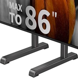 AX WABER Universal Table Top TV Stand Base Replacement for Most 24 to 86 Inch LCD LED TVs, 7 Height Adjustable TV Legs with Cable Management Hold up to 132lbs, Max VESA 800x600mm, Black AX10TB01