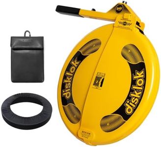 Disklok Gold Security Edition Combo Pack Car Steering Wheel Full Cover Anti-Angle Grinder Anti-Theft Lock Police Approved Inc. Cover & Large RFID Pouch (Yellow, Medium 39cm - 44cm)
