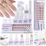 SSProTip X™ Thicker French Tip Nails: Longer-Lasting & Strong French Short Almond Press On Nails Strong Fix & Natural Gel X Nail Kit Fake Nails Glue Solid Nail Gel UV Light Nail Artist Home Manicure