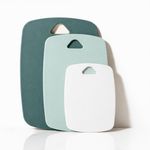 YELONA Durable Kitchen Cutting Board Set of 3, BPA Free, Large Dishwasher Safe Reversible Plastic Boards, Nonslip Handle and Border, Chopping Food, Cooking, Mint