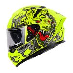 Ignyte Ign-4 Hyena Isi/Dot Certified Double Visor Cycling Full Face Helmet With Outer Anti-Fog Clear Visor And Inner Smoke Sun Shield (Large 600 Mm, Glossy Fluo Neon)