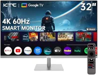 KTC 32 Inch 4K Smart Monitor with Google TV System 3840 * 2160P Netflix Licensed Type C 65W PD Speakers 5W*2 Dolby Audio Hey Google Voice Remote HDR WiFi Bluetooth VESA Tiltable 32 in Smart TV