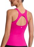 RUNNING GIRL Workout Tank Tops for Women Built in Shelf Bras Padded,Sleeveless Gym Tops Athletic Yoga Shirts(BX3062_Hot Pink_S)