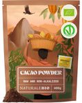 NaturaleBio Organic Cacao Powder 400g. Unsweetened, Natural and Pure. Produced from Raw Cacao Beans of The Theobroma Plant. Source of Magnesium, Manganese and Phosphorus. Tested for Heavy Metals