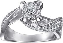 Epinki Engagement Promise Rings for Women, 925 Sterling Silver Twisted Cubic Zirconia Ring Wedding Band Size P 1/2