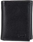 Levi's Men's Trifold Wallet - Sleek and Slim Includes ID Window and Credit Card Holder,Black Embossed Logo