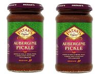 Pataks Aubergine Brinjal Pickle | A sweet Pickle Made with Aubergines And Spices | 312g | (Pack of 2)