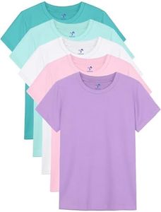5 Pack Girls Shirts Short Sleeve T-Shirts Cotton Tshirts Tees Kids Clothes
