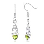 Adramata 925 Sterling Silver Earrings for Women Birthstone Earrings Dangle Drop Earrings Vintage Celtic Knot Earrings Sparkling Heart Earrings Drop Dangly Earrings Silver Earrings for Women Dangling