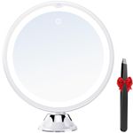 Auxmir LED Makeup Mirror, 20X Magnifying Cosmetic Mirror With Powerful Locking Suction Cup, 360° Rotating Daylight White Shaving Mirror with 2 Brightness Levels, Portable Illuminated Bathroom Mirror
