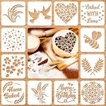 JQUAL 12 Pieces Stencil for Bread Artisan Bread Stencils Baking Stencil Set Cook Stencil Baking Template Bread, Cake, Pie, or Cookie Stencils Template Mold for Decorating, 12 Styles