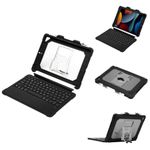 Rug-Ed MFi Smart Keyboard Case for iPad + 2 Tempered Glass Screen Protectors, Includes Pencil Holder, Stand, MFi 3-Pin Smart Connection, Rugged Protection, for Apple iPad 7th, 8th, 9th Gen