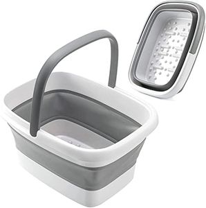 ALINK Collapsible Foot Bath Basin for Soaking Feet, Foot Soak Tub with Handle Foot Spa Bath 15L/4 Gallons Massager Foot Soaking Bath Basin Feet for Dry Cracked Feet, Pedicure Foot Soak, Home Spa Treatment, Collapsible Bucket for Cleaning Mop (Gray)