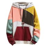 Covisoty Men‘s Hoodie Techwear Hip Hop Urban Streetwear Hoodies Patchwork Long Sleeve Pullover Japanese Sweatshirt Autumn Winte Lightpink yellow S