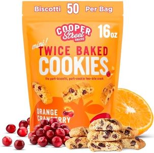 Cooper Street Twice-Baked Orange Cranberry Biscotti Cookies (16 oz) – Over 50 Biscotti per Bag Loaded with Real Fruit, Traditional Italian Snacks with Coffee or Tea - Dairy, Peanut & Soy Free, Kosher