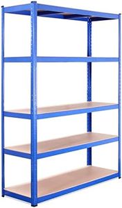 Estante de Almacenamiento para Garaje: 180 cm x 120 cm x 45 cm | Azul - 5 Estantes | 175 kg de Carga Cada balda (Capacidad para 875 kg) | Estantería para Garaje Muy Resistente - 5 Años de Garantía