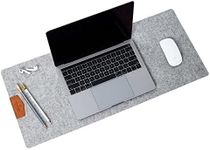 Felt Desk Mat 14x33 inch. (35x85 cm.) Anti Slip 100% Wool Desk Mat, Premium Quality Wool Felt Desk Pad, Extended Mouse and Keyboard Pad, Large Desk Mat Felt Grey/Anhracite Color Protective Desk Mat