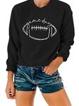 SINBRLAI Women's Game Day Sweatshirt Football Graphic Print Pullover Long Sleeve Crewneck Casual Tops Black