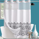 Conbo Mio Fabric Waffle Weave Hotel Shower Curtain with Snap in Liner for Bathroom Waterproof Machine Washable Shower Curtain (Waffle-Boho White,71"(W) x 74"(H))