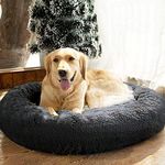 SAVFOX Plush Calming Dog Beds, Donut Dog Bed for Small Dogs, Medium, Large, X-Large & XX-Large, Comfy Cuddler Dog Bed and Cat Bed in Faux Fur, Washable Dog Bed, Multiple Sizes S-XXL