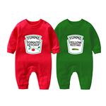 culbutomind Baby Twins Bodysuit Ketchup Mustard Newborn Baby Outfits Unisex Romper Infant Jumpsuit（RG L9m）