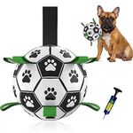 KALINCO Large Dog Soccer Ball with Grab Tabs, 7.5inch Interactive Dog Toys, Dog Water Toy, Tug of War Dog Toy, Herding Ball for Medium & Large Dogs