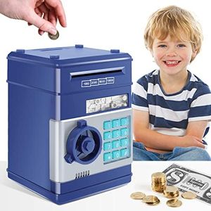 GuDoQi Password Piggy Bank, Digital Electronic Money Bank, Mini ATM Cash Coin Saving Can Toys, Birthday for Kids, Navy
