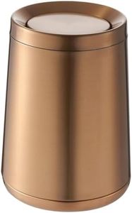 LEASYLIFE 8L/2.1GALbrass Garbage can with Swing lid，Brushed Nickel Gold Trash can,Matte Gold Trash can for Bathroom,Powder Room,Bedroom,Laundry Room (Rose gold-32-8l)