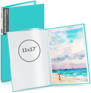 Dunwell 11x17 Portfolio Binder Folder (Aqua, Vertical) - Binder with Plastic Sleeves and Poly Cover, Portfolio Presentation Book with 24 Binder Pockets, Large Art Portfolio Folder for Kids