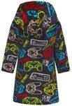 Boys Fleece Robe, Hooded Toddler Soft Fuzzy Bathrobe for Kids 2-16 Years Black Gamepad 9-12 Years