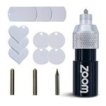 Brother ScanNCut 3-in-1 Etching/Engraving Tool - Precision, Regular, and Blunt Engraving Tips with Heart, Dog Tag, and Circle Stamping Blanks for Brother Scan and Cut Machines- by Zoom Precision