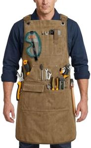 FMLIUY 1 Pack Waterproof Canvas Woodworking Apron S- 3XL Khaki