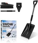 CLISPEED 3-in-1 Snow Shovel Kit Portable Snow Shovel with Ice Scraper and Snow Brush (Black)