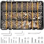 Belle Vous 1120-Piece Countersunk Screw with Hex Socket Set - Stainless Steel Flat Head M2, M3, M4 and M5 Screw Assortment Kit with Storage Box - Bolt, Nut and Washer Set for DIY and Machine Repairs
