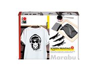 Marabu Textil Screen Printing Set, Carbon Black, (974), Single Set, For Fabric Painting, Printing Of Coloured Fabrics